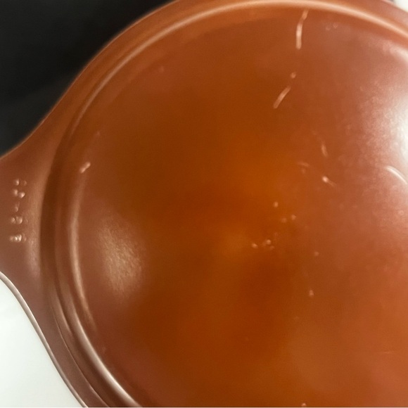vintage pyrex lid brown white 20-c5 tab handles casserole lid replacement - Picture 6 of 8